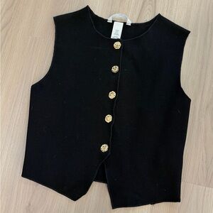 H&M Black Tank Top with Gold Buttons